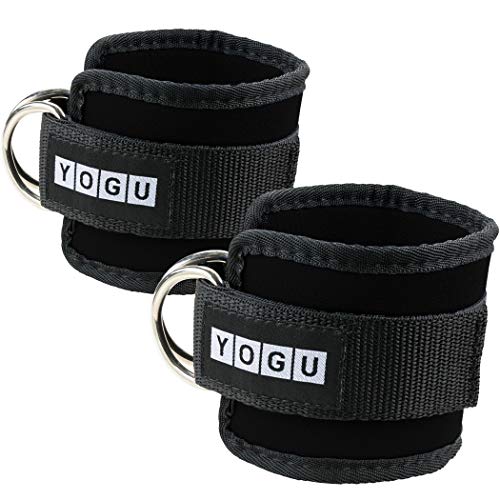 image for YOGU Ankle Straps for Cable Machines Double D-Ring Adjustable Neoprene