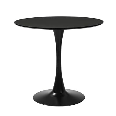 GreenForest 32" Round Dining Table, Mid-Century Modern Black