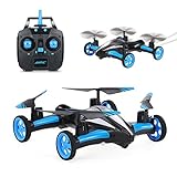 SZJJX RC Flying Car Air-Ground Quadcopter Remote Control Drones 6-Axis Gyro 2.4Ghz 6CH Land/Sky 2 Modes Helicopter Blue