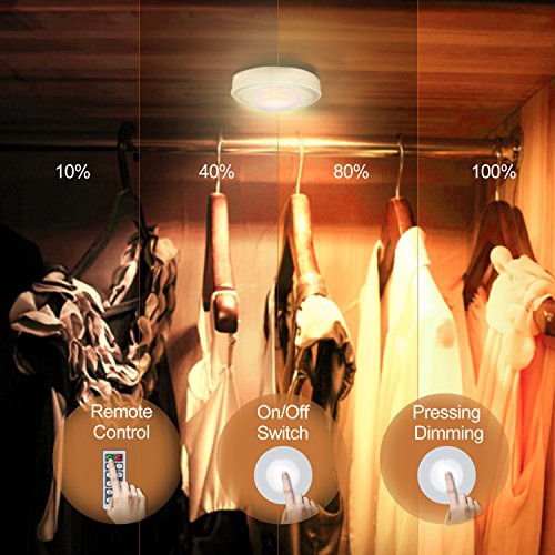 SALKING LED Puck Lights, Wireless LED Under Cabinet Lights 9 Pack with Remote, Battery Operated Closet Light, Dimmable Under Counter Lighting for Kitchen, Natural White