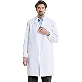 Men's Women's White Lab Coat Unisex Scientist School Workwear Long Sleeve Adult Lab Coat Uniform