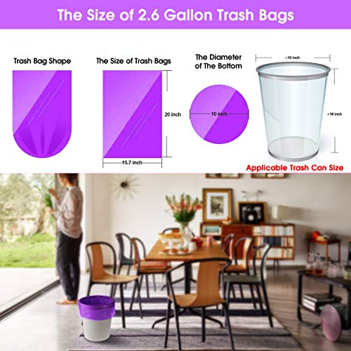 Small Trash Bags, 2.6 Gallon Small Kitchen Garbage Bags Material Wastebasket Can Liners Bags Small Size for Office, Home, Bathroom, Kitchen, 150 Counts 5 Color - Thumbnail 2
