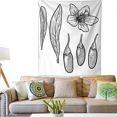 Dormitory Tapestry Goji Berry Illustration Drawing Engraving Ink line Art Vector 40W x 60L INCH