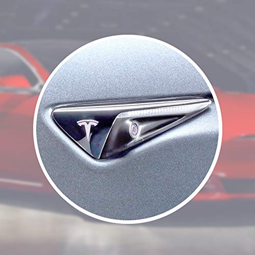 CoolKo Car Front Side Turn Signal Light T - Logo Stickers Exterior Decoration Compatible with Model X, S, 3 [ 4 Pieces - Silver ] - Thumbnail 3