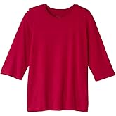 Women’s Open Back Adaptive Active Crew Neck Top for Seniors - 3/4 Long Sleeve Shirt