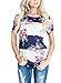 CEASIKERY Womens Blouse 3/4 Sleeve Floral Print T-Shirt Comfy Casual Tops For Women Short Sleeve Pink (US 4-6) Small