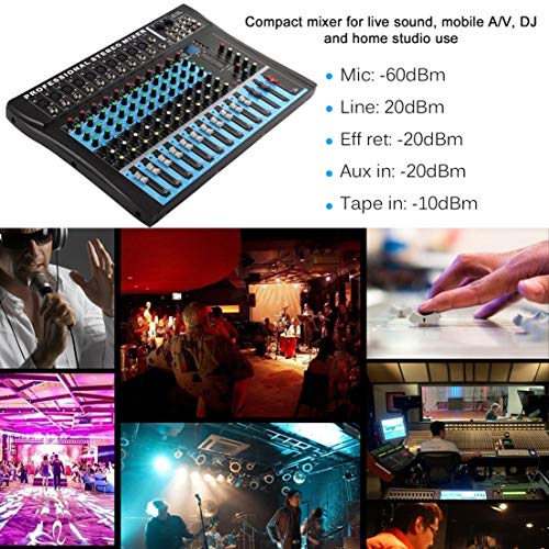 CT12 10 Mono & 2 Stereo Input 12 Channel Professional USB Mixer Console High & Middle & Low 3-bands Vocal Effect Processor
