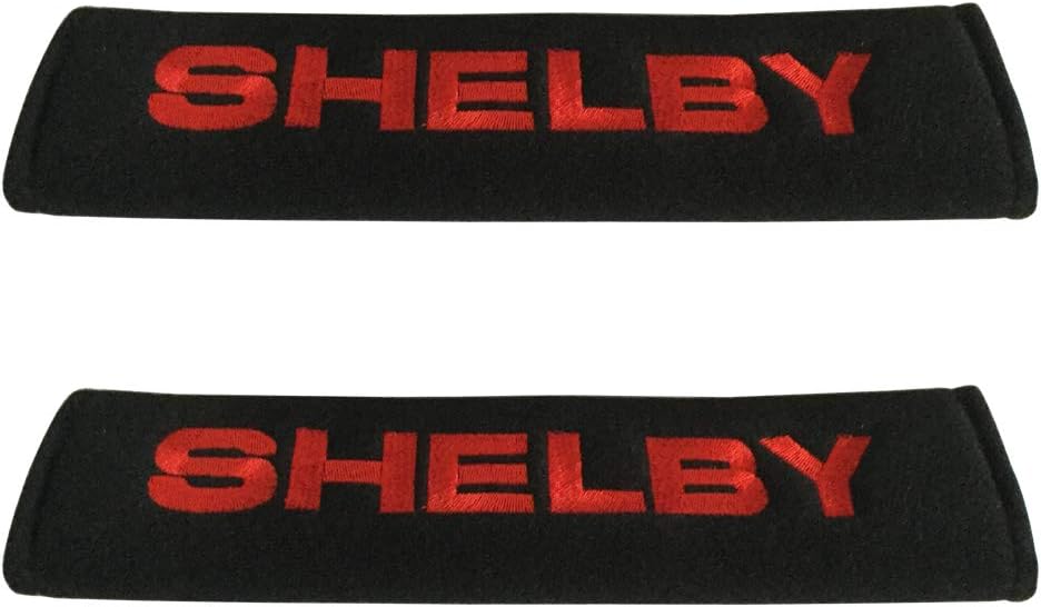 2pcs Red Shelby Logo Car Seat Belt Covers Shoulder Pads Accessories Fit for Mustang Model