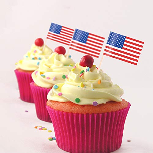 iMagitek 100 Pack Amercian Flag Toothpick Cupcake Toppers Cocktail Sticks - Thumbnail 5