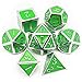Haxtec Glow in The Dark Glowing Green Silver Metal Dice Set W/Dragon Dice Bag D&D for RPG Games DND Gifts Compatible with Dungeons and Dragons