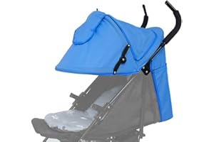 TOPOQ Stroller Sun Shade Cover Stroller Sun Canopy Awning for Pushchair Pram Baby Buggy Parasol Sun Umbrella with Pockets Mesh Window Adjustable Retractable