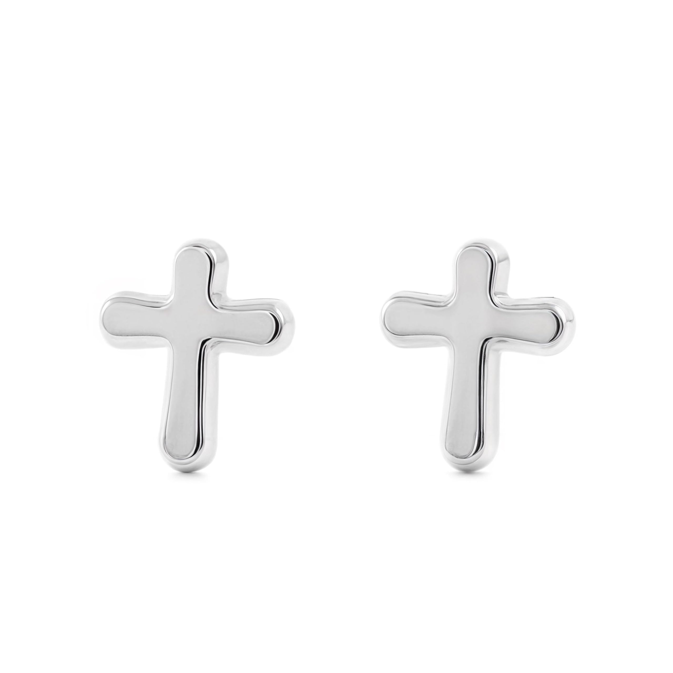 9ct White Gold cross Children's Earrings