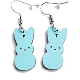 Colorful Easter Rabbit Wooden Dangle Earrings Cute Candy Color Rabbit Animal Wood Earrings for Women Girls Jewelry