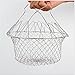 Foldable Steam Rinse Deep Fry Magic Basket Mesh Basket Strainer Net Kitchen Cooking Tool Stainless Steel Colander (1) (1, Silver)
