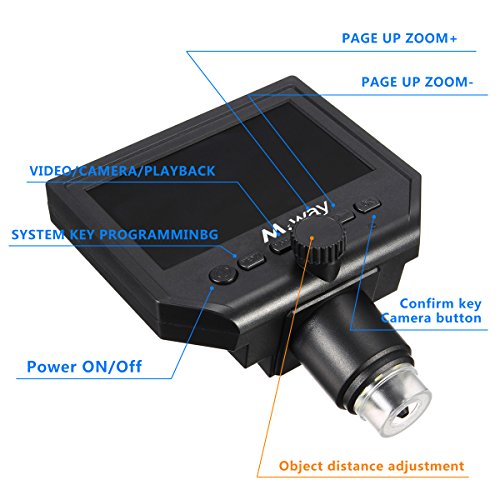MWAY Portable Digital Microscope 3.6MP 600x Sensor Zoom LCD kit with1080P/720P/VGA Stereo Camera Vedio Microscope for QC/Industrial/Collection Inspection Multi Use Smart Microscope