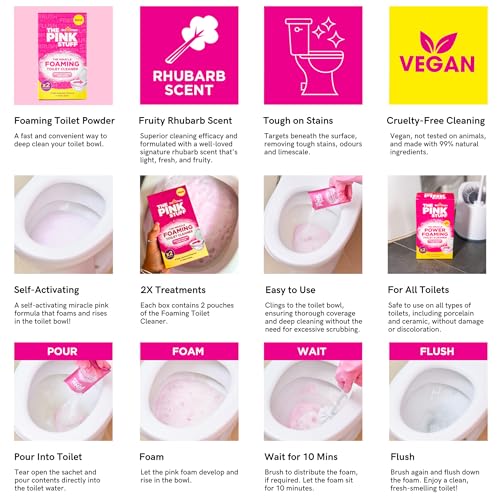 STARDROPS – THE PINK STUFF – THE MIRACLE POWER FOAMING TOILET CLEANER – 2 TREATMENTS – SELF ACTIVATING PINK FOAM PACK OF 1 (7 OUNCE)