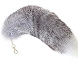 Real Fox Tail £¬Silver Blue Fox Tail Fur Keychain Bag Charm Pendant