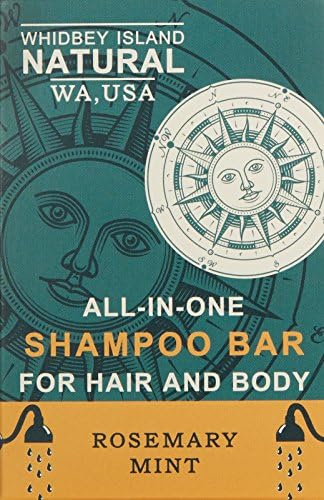 Organic All-In-One Shampoo Bar - Rosemary &amp; Mint Essential Oil Blend | Made by Whidbey Island Natural | Non-Drying, Moisturizing Solid Shampoo Bar | Color Safe | Great For Use On Dandruff | 4.2 oz