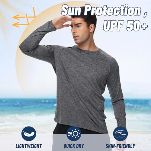 LalaHooK 5 Pack Long Sleeve Shirts for Men - UV Sun Protection Quick Dry Full Sleeve T-Shirts for Fishing Hiking Traveling