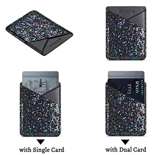 Cell Phone Wallet,Credit Card Holder for Back of Phone Pocket 3M Adhesive Sticker Card Pouch Sleeve for iPhone/Samsung Galaxy/Sony/Android and Most Smartphones (Black+Pink)