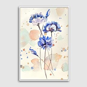 Framed Canvas Home Artwork Decoration Watercolor Painting Canvas Wall Art for Living Room, Bedroom - 16x24 inches