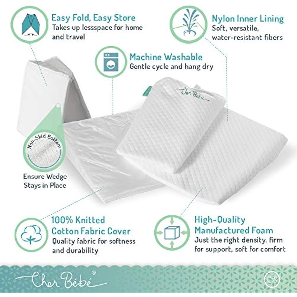 Crib Wedge For Reflux " Colic High Incline Foldable Cotton Crib Wedge For Reflux " Colic High Incline Foldable Cotton