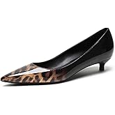 AMARANTOS Women's Patent Leather Slip On Pointed Toe Ultra Low Kitten Heel Basic Dress Pumps Shoes