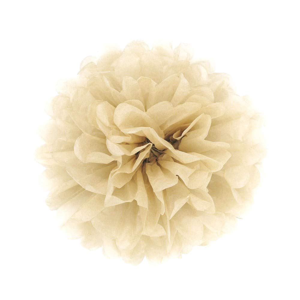 JZK 10pcs 25cm Khaki Pale Brown Tissue Paper Hanging pom poms Flower Ball Decorative Pompom Party Decorations for Wedding, Birthday, Baptism, Baby Shower, Holy Communion, Girls Bedroom