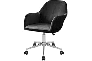 ITFRO Set of 1 Black Office Chair Cover Velvet Armchair Slipcover Wingback Chair Cover Curved Back Modern Accent Desk Chair Cover Stretch Computer Chair Seat Protector (Black, Set of 1)