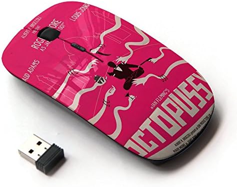 Planetar Colorful PrinTed Ultra-thin Wireless Optical 2.4Ghz Mouse - Black ( 007 Octopussy Movie Cast )