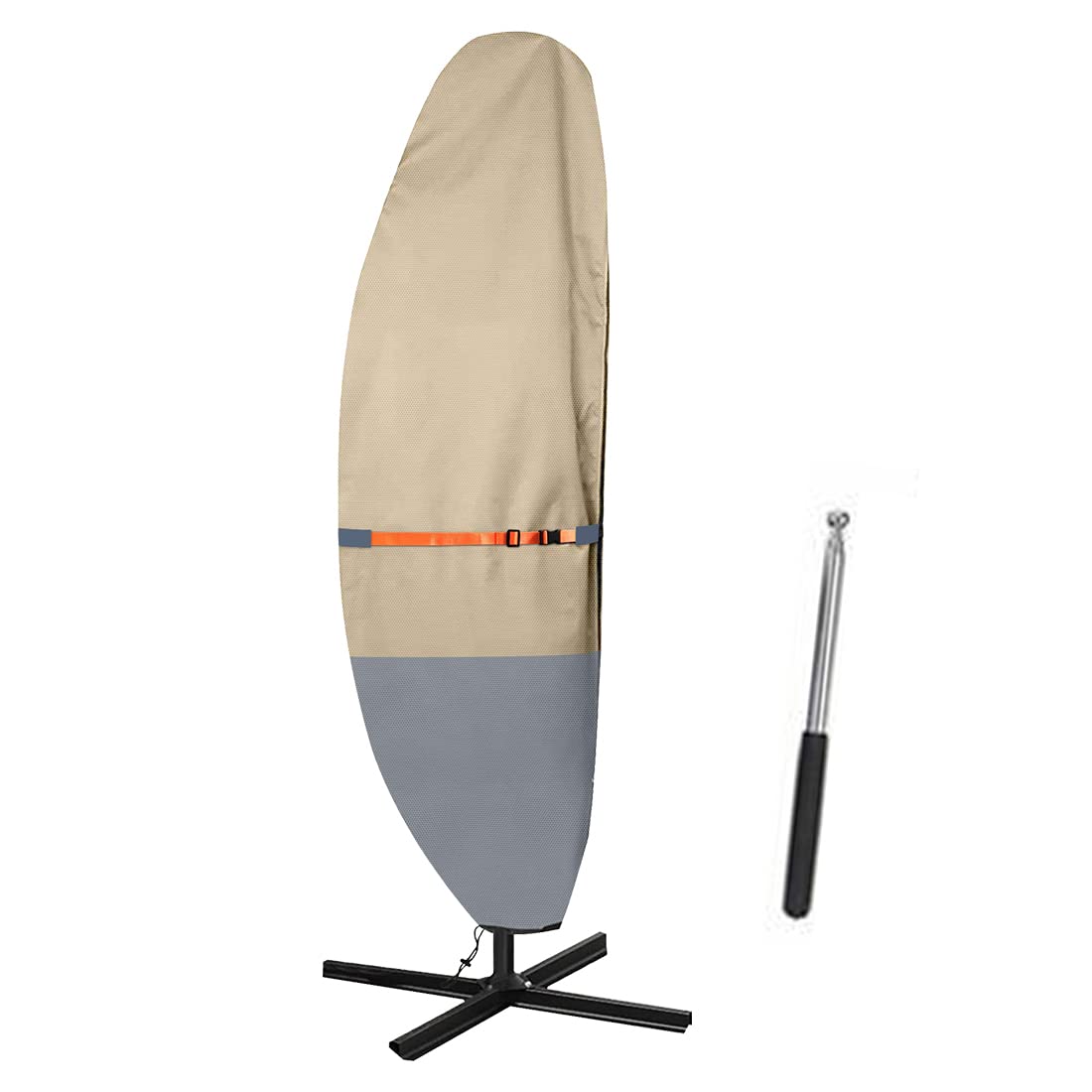 WES Parasol Cover,Umbrella Cover 420D Oxford Fabric Patio Umbrella Covers Waterproof with Zip, for 9ft to 13ft Garden Outdoor Umbrella (Khaki)(30×90×46×280cm)