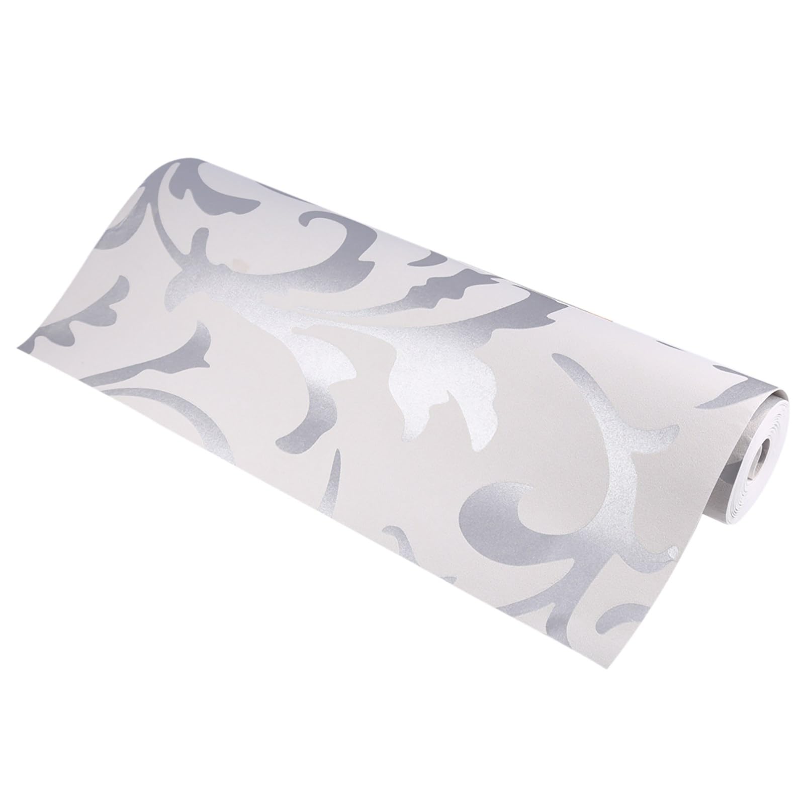 Greensen 3D Luxury Embossed Wallpaper Roll - Non-Woven Silver Leaf Pattern for Bedroom, Living Room, TV Background