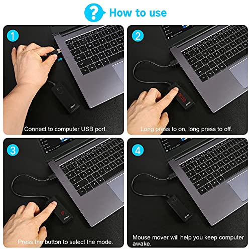 Mouse Jiggler USB Undetectable with 3 Modes of Random Movements ,Mouse