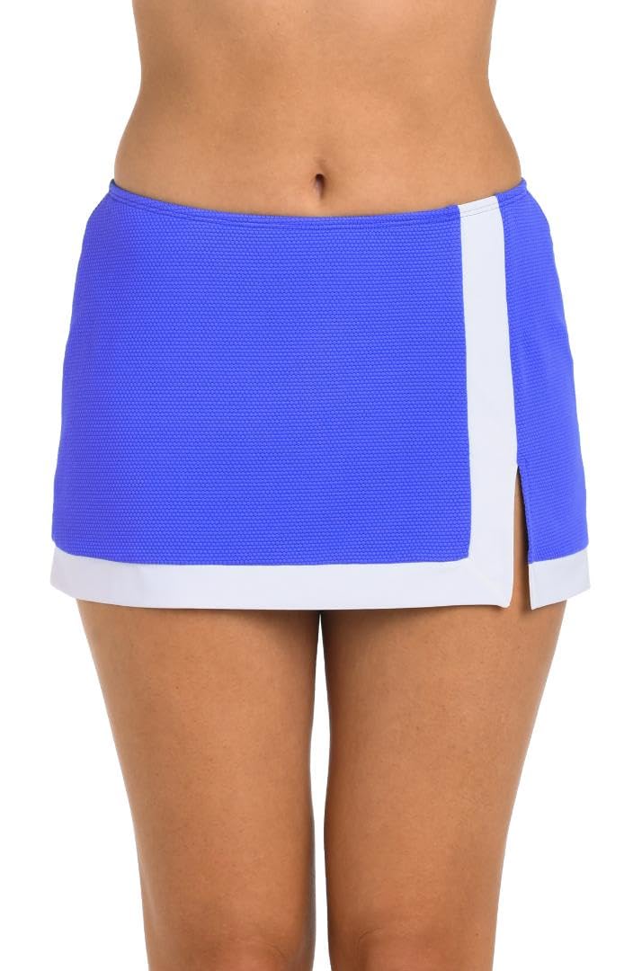 24th & Ocean Women’s Swim Skort Swimsuit Bottom, Periwinkle//Santorini Block, 16