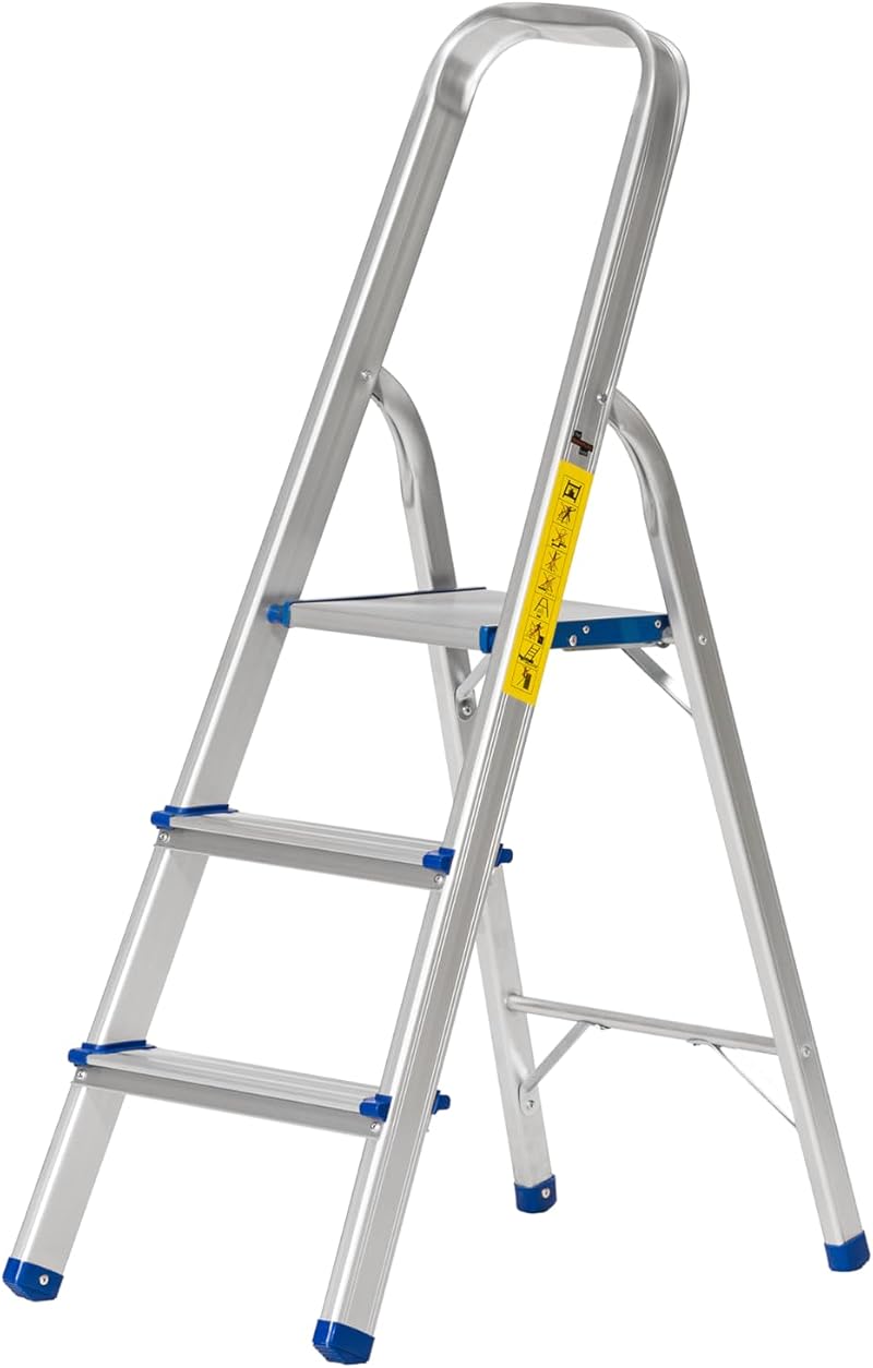 The Workplace Depot 3 Step Aluminium Ladder with Handrail 150kg