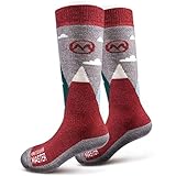 OutdoorMaster Kids Ski Socks - Merino Wool Blend, OTC Design w/Non-Slip Cuff