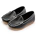 LONSOEN Toddler/Little Kid Boys Girls Soft Synthetic Leather Loafer Slip-On Boat-Dress Shoes/Sneakers,Black,SHF103 CN30
