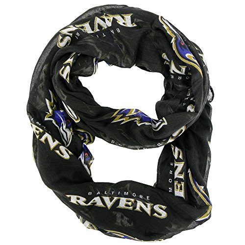 NFL Baltimore Ravens Sheer Infinity Scarf, One Size, Black