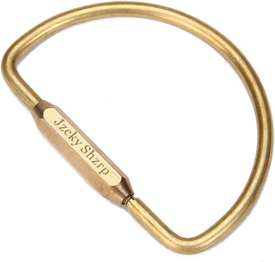 Jzcky Shzrp Creative Brass Screw Lock Key Ring,Portable D-Shape Key Holder Key Chain