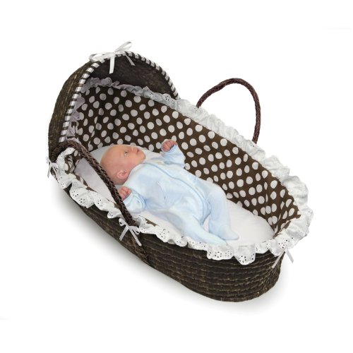 Hooded Baby Moses Basket with Liner, Sheet, and Pad