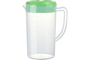 DESJ 0.63 Gallon/2.4 Litre Plastic Pitcher with Lid BPA-FREE Eco-Friendly Carafes Mix Drinks Water Jug for Hot/Cold Lemonade Juice Beverage Jar Ice Tea Kettle (81oz, Dark Green)