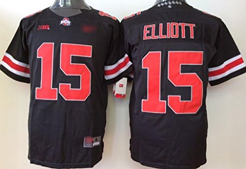 Mrmslove Men's Ohio State Buckeyes Elliott #15 Football Jersey Home Black