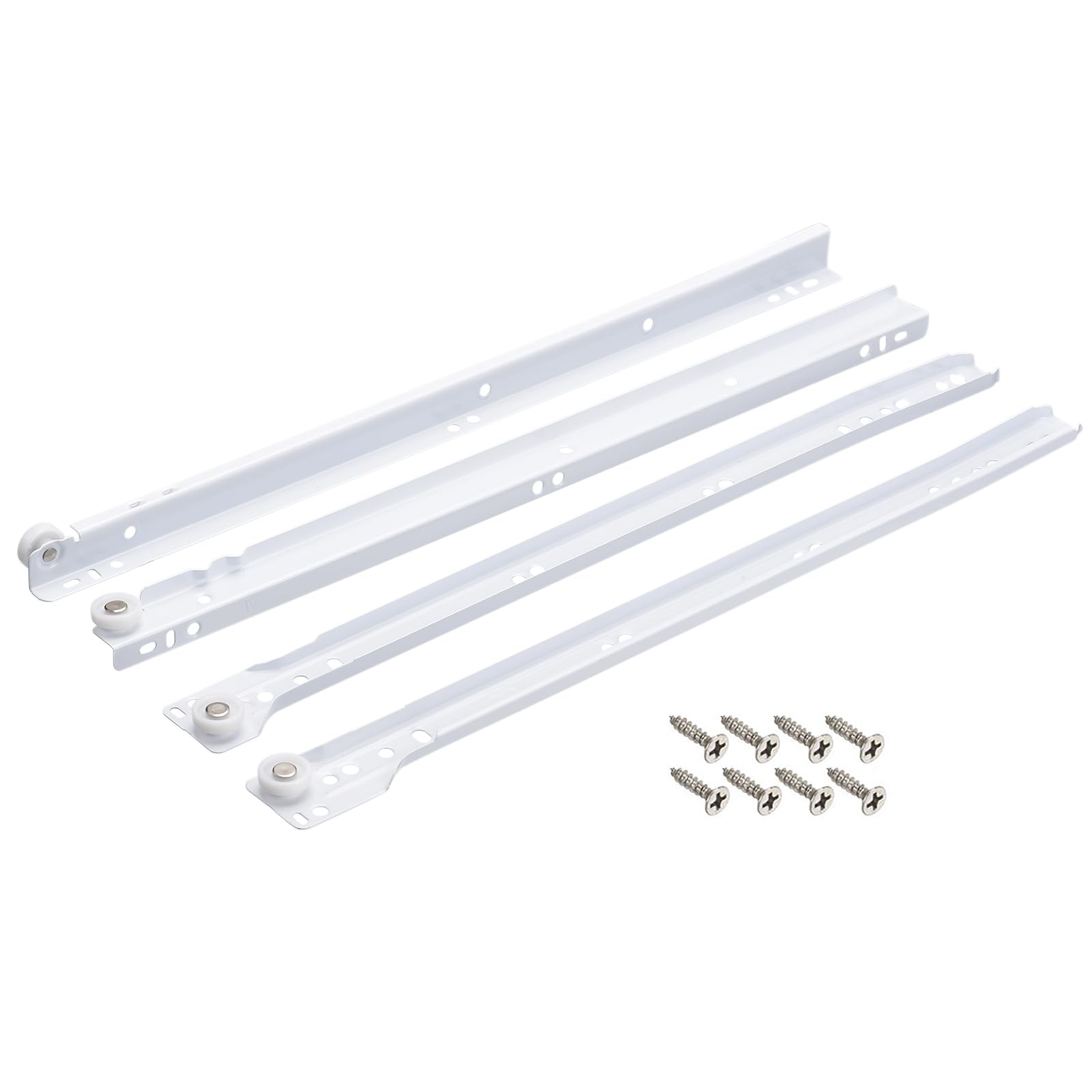 Sourcingmap 16-inch Keyboard Slide Glide, Roller Wheel Cabinet Drawer Runner, White, 1 Pair