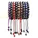 Jovivi 8MM Black Agate Birthstone Gemstones Healing Power Crystal Macrame Adjustable Beaded Bracelet, Unisex