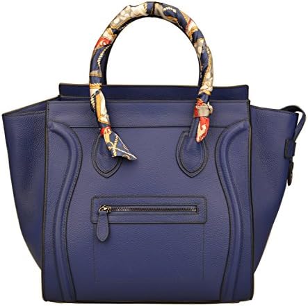 Fatteen Cat Women's Smile Leather Handbags Purses (Medium, Blue)