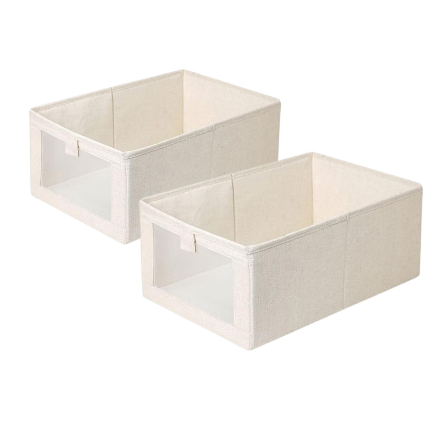 Moguxb Foldable Clothing Storage Box 2 Pack Wardrobe Storage Organiser Beige Fabric Storage Box Drawer for Wardrobe Closet Drawer Organisers,Home Storage