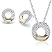 Mondaynoon Valentine's Gifts Swarovski Elements "Concentric Circle" Women's Crystal Jewelry Set, Australia Imported Necklace and Earrings Ensemble (Gold)