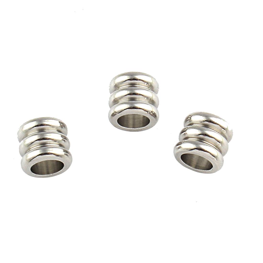 Perlin Stainless Steel Spacer Beads, 5pcs, Silver, 8mm x 7mm, Tube/Tube, for Paracord Leather Band, Craft Beads