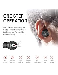 Earteana Auriculares inalámbricos Bluetooth 5.0 con control táctil de cancelación de ruido, auriculares IPX7 impermeables con caja de carga, auriculares estéreo HiFi en los oídos para entrenamiento deportivo y gimnasio