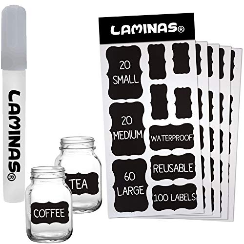 100 Chalkboard Labels Bulk [Upgraded] Includes Erasable Chalk Marker